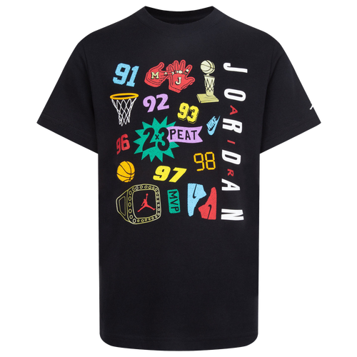 

Boys Jordan Jordan 2X 3 Peat Short Sleeve T-Shirt - Boys' Grade School Black/Black Size XL