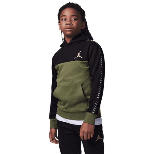 

Boys Jordan Jordan Flight Sideline Fleece Pullover - Boys' Grade School Sky J Light Olive/Black Size XL