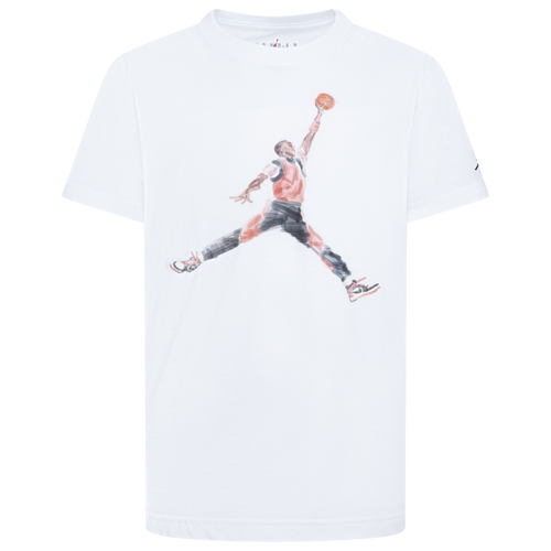 

Boys Jordan Jordan Watercolor Jumpman T-Shirt - Boys' Grade School White/Red Size M