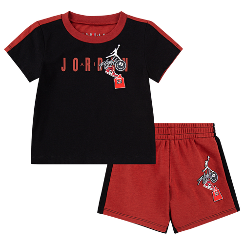 BOYS - Jordan AJ Patch FT Shorts Set - Black/Red
