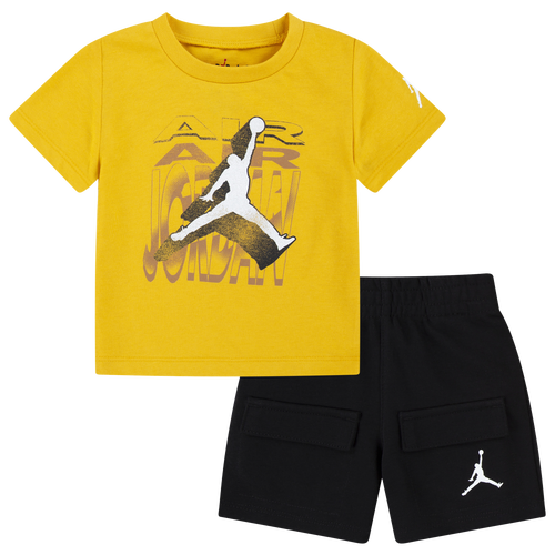  - Jordan Air 2 3D Shorts Set - Black/Yellow