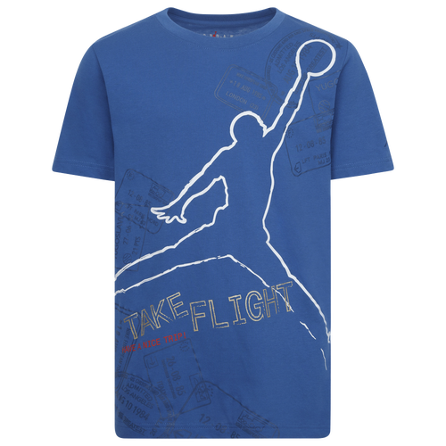 Shop Jordan Boys  Jumpman Flight Stamps Short Sleeve T-shirt In Blue/white