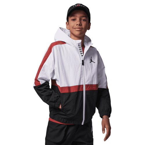 Shop Jordan Boys  Color Block Wind Jacket In Black/white