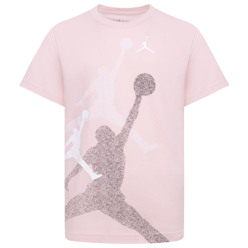 

Jordan Boys Jordan Gradient Stacked Jumpman Short Sleeve T-Shirt - Boys' Grade School Pink/White Size S