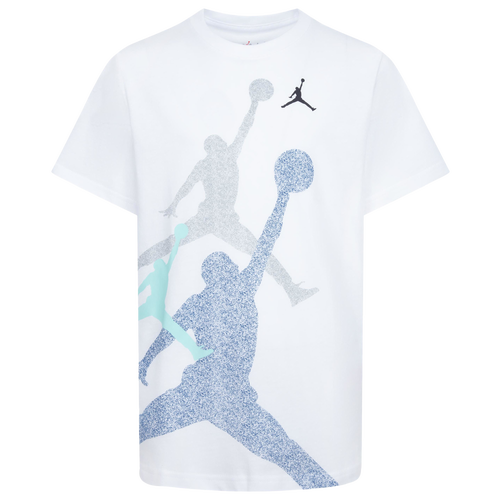 

Jordan Boys Jordan Gradient Stacked Jumpman Short Sleeve T-Shirt - Boys' Grade School Blue/Green Size M