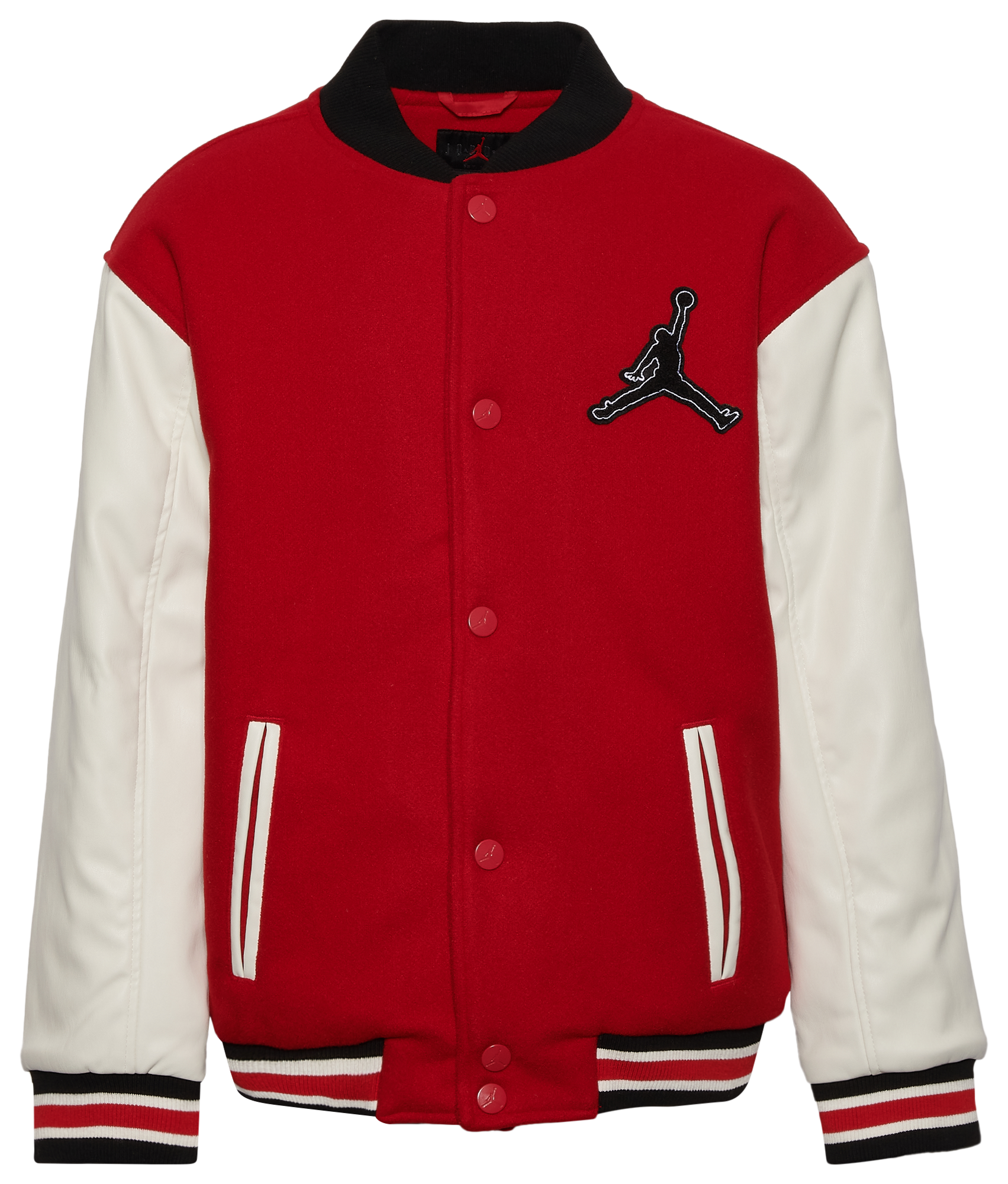 Jordan varsity jacket black and white best sale