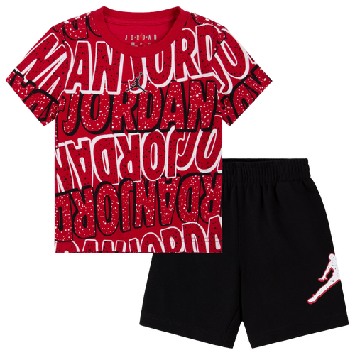 

Boys Jordan Jordan Play AOP Short Set - Boys' Toddler Black/Red Size 3T