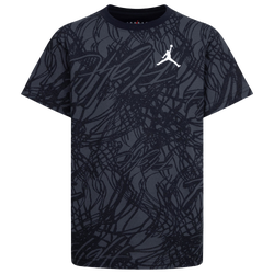 Boys' Grade School - Jordan Net Flight AOP Short Sleeve T-Shirt - Black/Grey