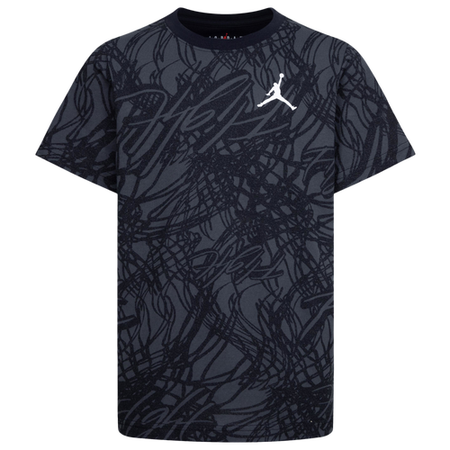 

Boys Jordan Jordan Net Flight AOP Short Sleeve T-Shirt - Boys' Grade School Black/Grey Size M