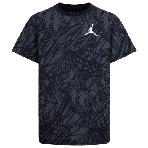 

Jordan Boys Jordan Net Flight AOP Short Sleeve T-Shirt - Boys' Grade School Black/Grey Size XL