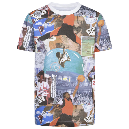 

Boys Jordan Brooklyn Collage AOP S/S T-Shirt - Boys' Grade School Sail/Multi Size M