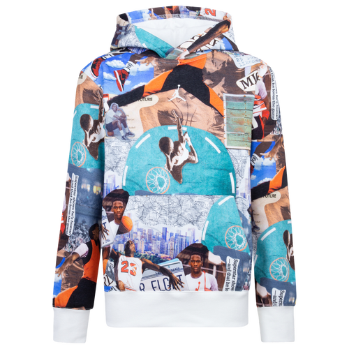 

Boys Jordan Jordan Brooklyn AOP Fleece Pullover Hoodie - Boys' Grade School Sail/Multi Size S