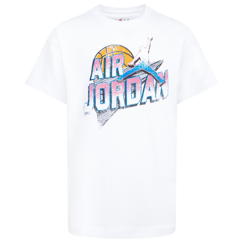 Shop Jordan Girls   Jumpman Sky Court Short Sleeve T-shirt In White/pink