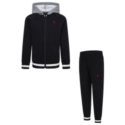 Boys' Preschool - Jordan Blocked Rib Full Zip Set - Black/Red