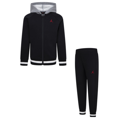 BOYS - Jordan Blocked Rib Full-Zip Set - Black/Red