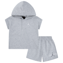 Boys' Toddler - Jordan Hoodie Henley Fitted Set - Heather Grey/Heather Grey