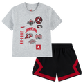 Jordan Dynasty Patch T-Shirt Shorts Set - Jordan Grey/Black