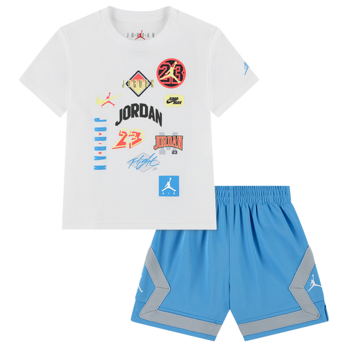 BOYS - Jordan Dynasty Patch T-Shirt Shorts Set - White/University Blue