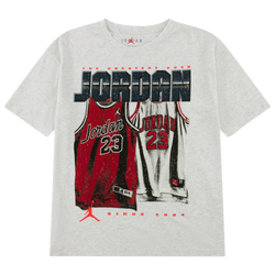 Boys' Grade School - Jordan Home And Away T-Shirt - Birch Heather/Red