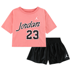 Girls' Toddler - Jordan Flowy Durasheen Shorts Set - Black/Pink Gaze
