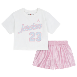 Girls' Toddler - Jordan Flowy Durasheen Shorts Set - Medium Soft Pink/Half Blue