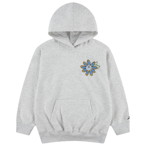 GIRLS - Jordan Floral Flight AOP Pullover Hoodie - Birch Heather/Half Blue