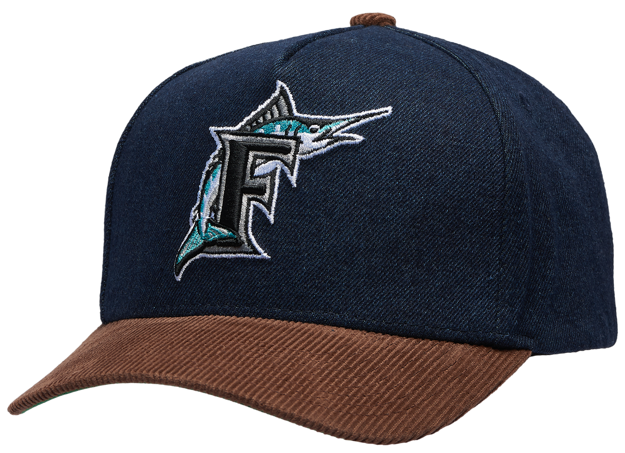 Mitchell & Ness Marlins Denim Cord Pro Pinch Cap - Adult