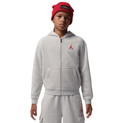 Boys' Grade School - Jordan Brooklyn Full-Zip Hoodie - Heather Gray