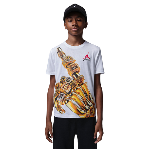 Boys Jordan 23K MJ Skeleton Rings T-Shirt - Boys' Grade School White/Red