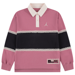 Girls' Grade School - Jordan She's an Allstar Rugby Top - Black/Desert Berry