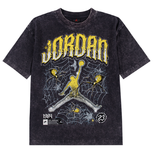 Boys Jordan AJ4 Tour Yellow Retro Short Sleeve T-Shirt - Boys' Grade School Black/Yellow Size XL