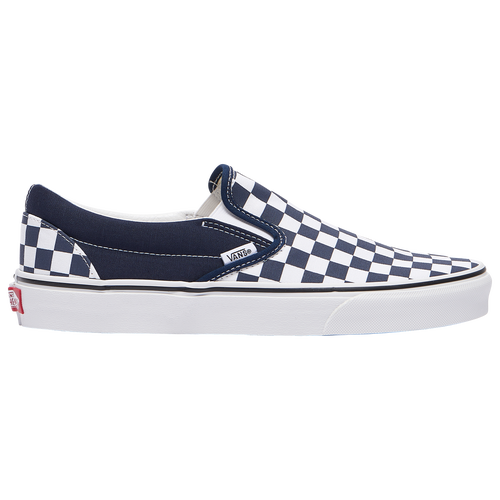 Vans Classic Slip-on Checkerboard Sneakers In Navy In Navy/white