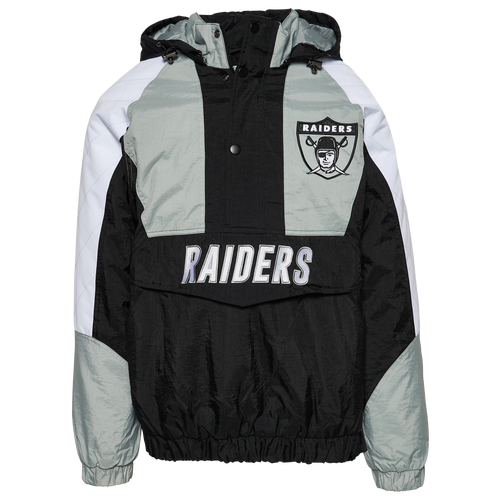 

Starter Mens Oakland Raiders Starter Raiders The Body Check Hooded Pullover - Mens Black/Grey/White Size S