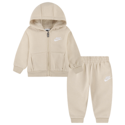 Boys' Infant - Nike LBR Club Full Zip Set - Sanddrift/White