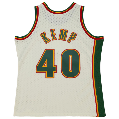 

Mitchell & Ness Mens Shawn Kemp Mitchell & Ness Sonics Cream Jersey - Mens Off White/White/White Size S