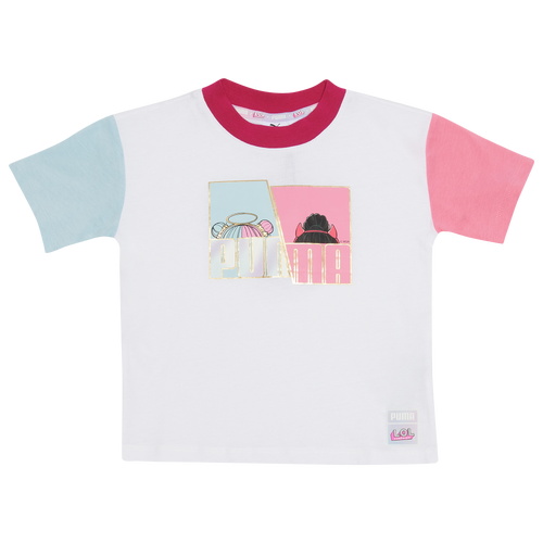 

Girls PUMA PUMA LOL S&S Colorblock T-Shirt - Girls' Toddler White/Multi Size 2T