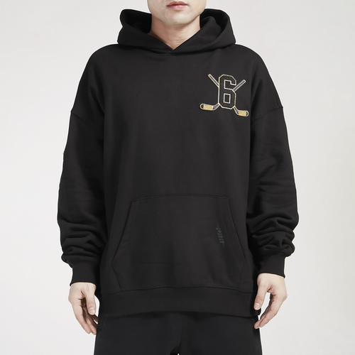 

Pro Standard Mens Pro Standard Original Six Drop Shoulder Hoodie - Mens Black/Gold Size XL