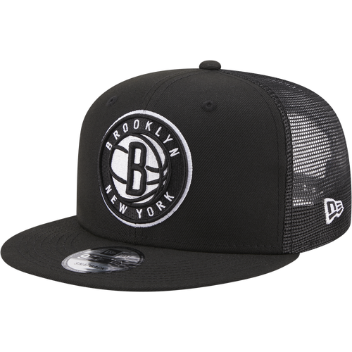 New Era Black Brooklyn Nets Classic Trucker 9fifty Snapback Hat In Black/white