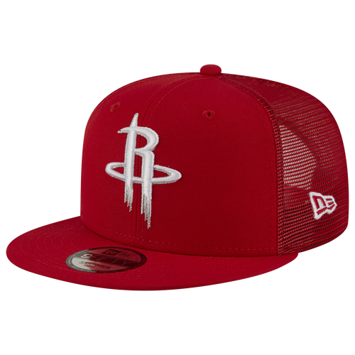 

New Era Mens Houston Rockets New Era Rockets Team Color Trucker Hat - Mens Red/White Size One Size