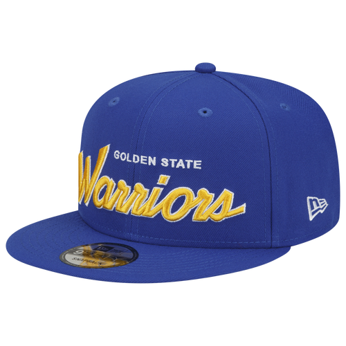 

New Era Mens Golden State Warriors New Era Raptors NBA Script Retro Snapback - Mens Yellow/Blue Size One Size