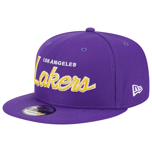 

New Era Mens Los Angeles Lakers New Era Raptors NBA Script Retro Snapback - Mens Purple/Yellow Size One Size