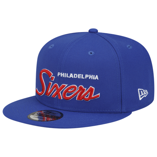 

New Era Mens Philadelphia 76ers New Era 76ers NBA Script Retro Snapback - Mens Blue/Red Size One Size