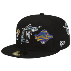 Men's - New Era Marlins 59Fifty Count The Ring Fit - Black/White