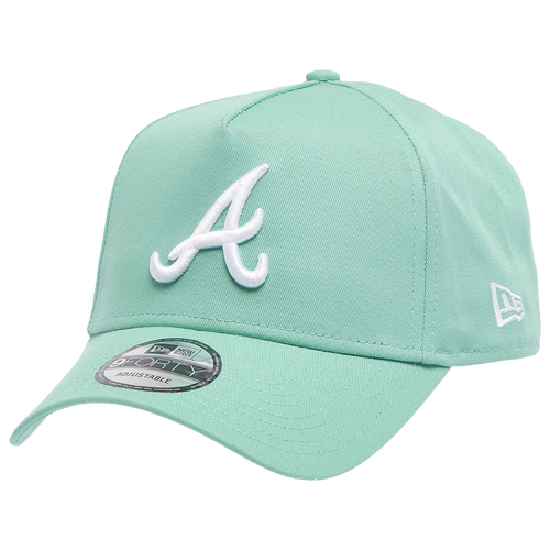 

New Era Mens Atlanta Braves New Era Braves A Frame Adjustable Cap - Mens White/Pastel Green Size One Size