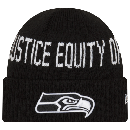 

New Era Mens Seattle Seahawks New Era Seahawks Social Justice Knit Cap - Mens Black/White Size One Size