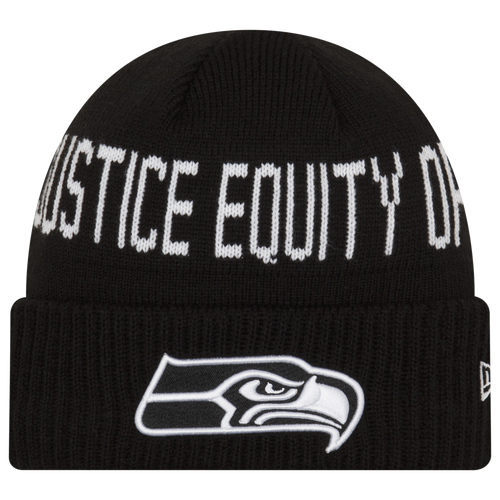 

New Era Mens New Era Seahawks Social Justice Knit Cap - Mens Black/White Size One Size