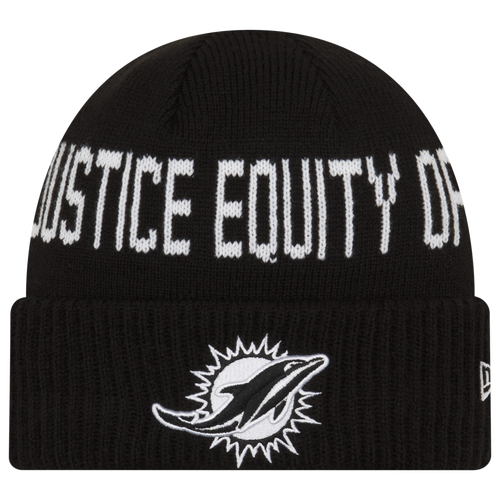 

New Era Mens New Era Dolphins Social Justice Knit Cap - Mens Black/White Size One Size