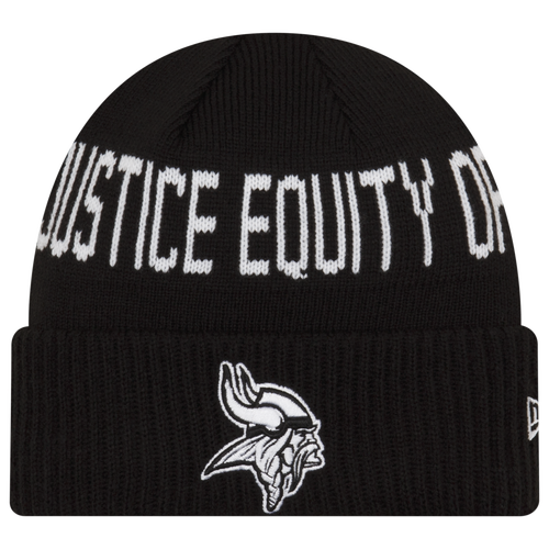 

New Era Mens New Era Vikings Social Justice Knit Cap - Mens Black/White Size One Size