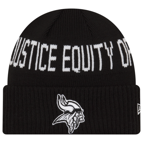 

New Era Mens Minnesota Vikings New Era Vikings Social Justice Knit Cap - Mens Black/White Size One Size