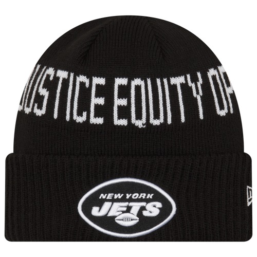 

New Era Mens New York Jets New Era Jets Social Justice Knit Cap - Mens Black/White Size One Size